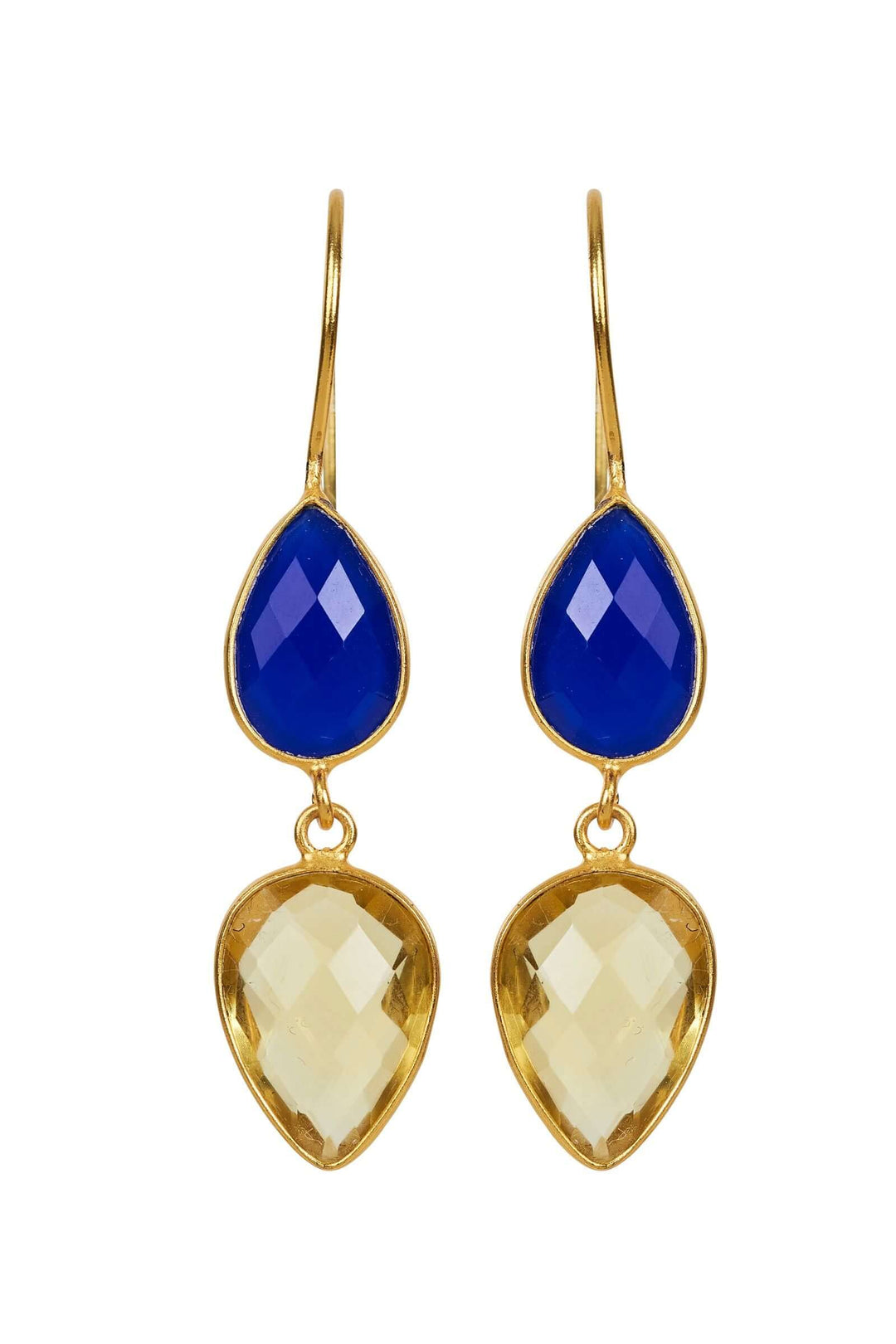 Lotus Drop Stone Earring | Sapphire