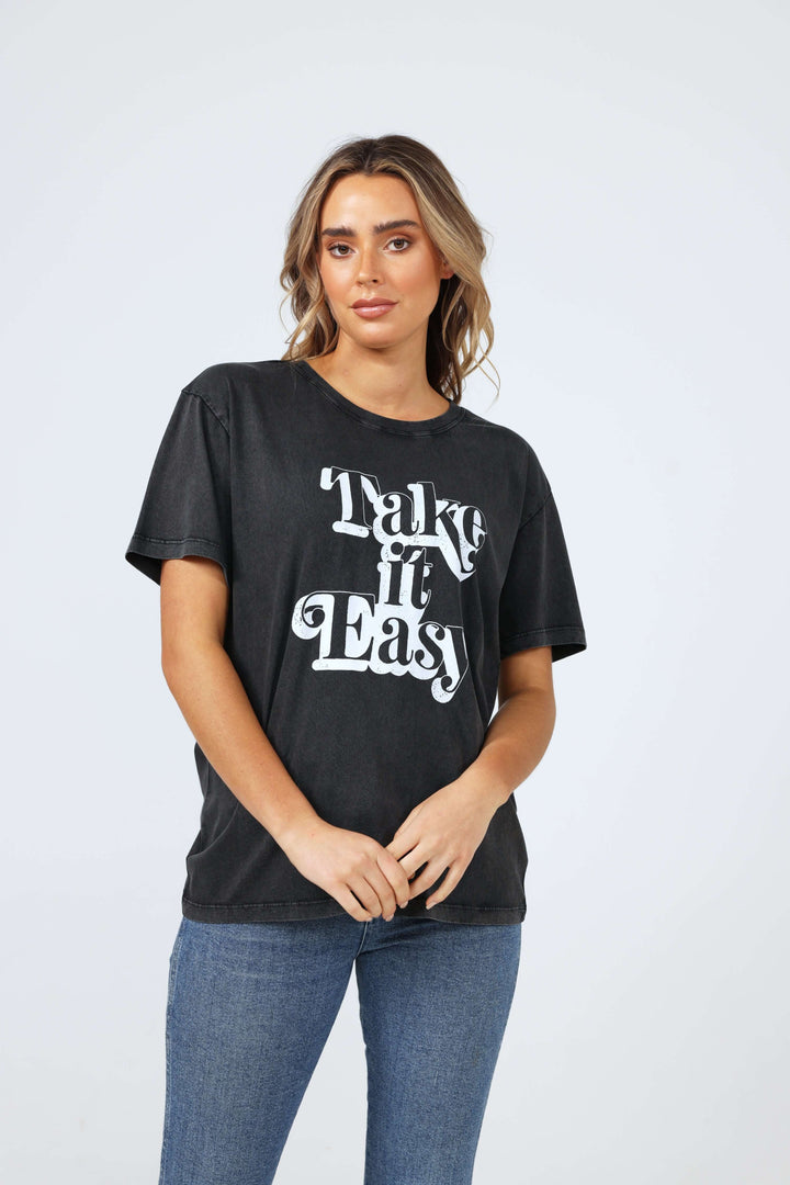 Take it Easy Relaxed Tee | Charcoal