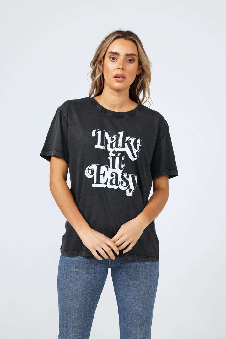 Take it Easy Relaxed Tee | Charcoal