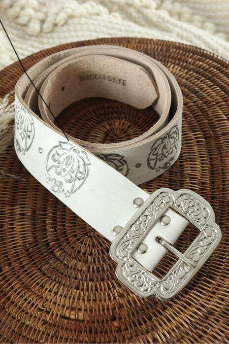 Cosmic Love Leather Belt Vintage White